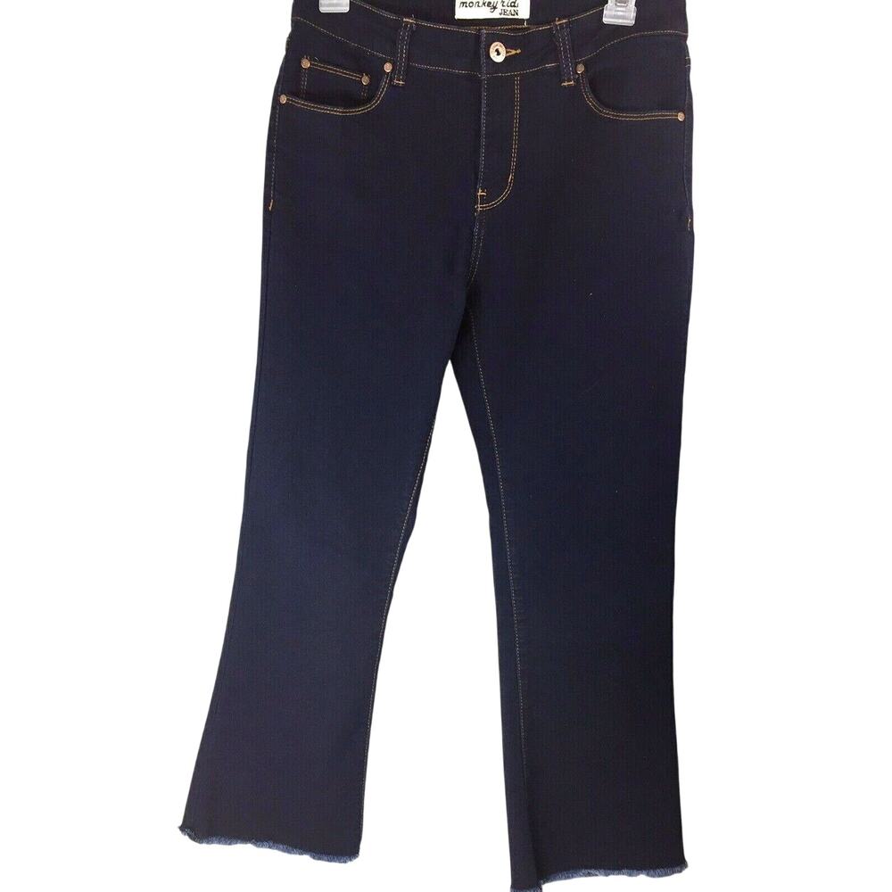 Monkey Ride Jeans Womens Size 9 Dark Wash Denim Raw Hem‎ Straight